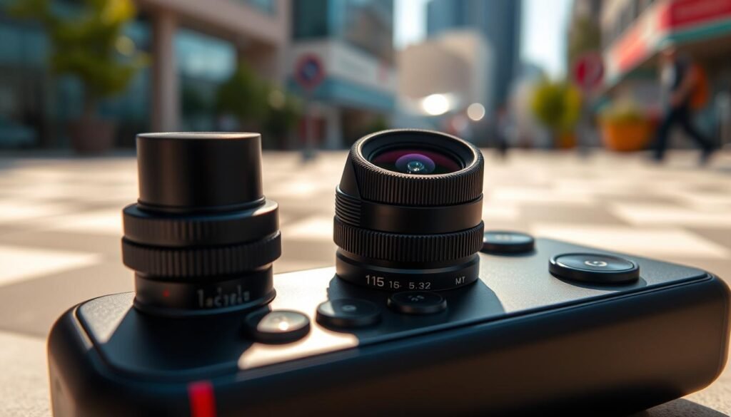 A close-up view of the Xiaomi 15 Ultra camera system, showcasing its impressive multi-lens setup. The foreground features the lenses with intricate details, reflecting the high-quality glass and precision engineering. The middle ground includes a sleek phone body, accentuating the premium design with a matte finish, and showcasing the camera buttons and textures. The background is softly blurred to emphasize the camera system, with a hint of urban scenery to suggest versatility in photography. Bright, natural lighting highlights the lenses, casting soft shadows that enhance their details. The atmosphere is dynamic and cutting-edge, reflecting a blend of innovation and photography expertise, ideal for a photographic powerhouse. A close-up view of the Xiaomi 15 Ultra camera system, showcasing its impressive multi-lens setup. The foreground features the lenses with intricate details, reflecting the high-quality glass and precision engineering. The middle ground includes a sleek phone body, accentuating the premium design with a matte finish, and showcasing the camera buttons and textures. The background is softly blurred to emphasize the camera system, with a hint of urban scenery to suggest versatility in photography. Bright, natural lighting highlights the lenses, casting soft shadows that enhance their details. The atmosphere is dynamic and cutting-edge, reflecting a blend of innovation and photography expertise, ideal for a photographic powerhouse.