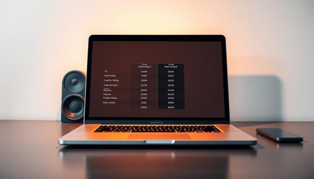 A sleek, modern laptop sits atop a minimalist desk, its screen displaying a side-by-side comparison of pricing and value propositions for various creative-focused laptops. The laptop is illuminated by warm, soft lighting, casting subtle shadows that add depth and dimension to the scene. In the background, a clean, white wall provides a clean, uncluttered backdrop, allowing the laptop and its display to take center stage. The overall composition is balanced and visually appealing, conveying a sense of professionalism and attention to detail that would be well-suited for an article on the topic of creative laptop purchasing decisions. A sleek, modern laptop sits atop a minimalist desk, its screen displaying a side-by-side comparison of pricing and value propositions for various creative-focused laptops. The laptop is illuminated by warm, soft lighting, casting subtle shadows that add depth and dimension to the scene. In the background, a clean, white wall provides a clean, uncluttered backdrop, allowing the laptop and its display to take center stage. The overall composition is balanced and visually appealing, conveying a sense of professionalism and attention to detail that would be well-suited for an article on the topic of creative laptop purchasing decisions.